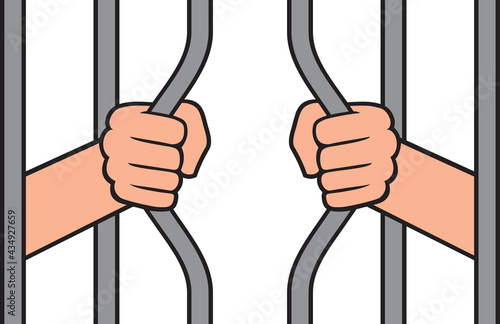 prison break - hands holding bars (man in jail) 
