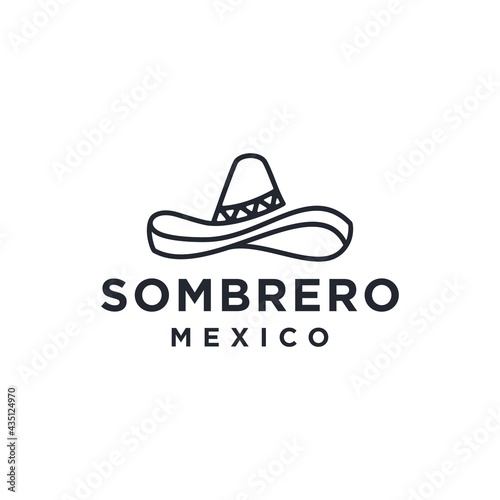 traditional mexican sombrero hat outline vector icon logo. Thin line black mexico hat icon, flat vector simple element illustration from editable concept isolated stroke on white background