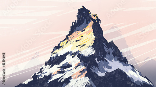 Mountain Matterhorn illustration on colorful beautiful background