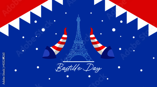 Happy bastille day background illustration vector. French national day illustration.