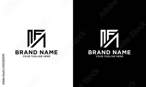 initial nf triangle logo design template vector