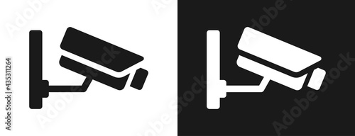 Security camera CCTV vector icon illustration in black and white design.