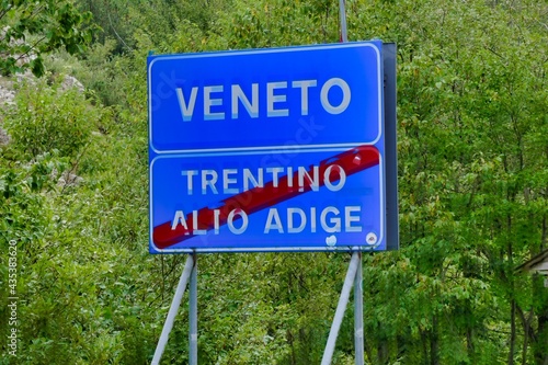 no parking sign, photo as a background , in pasubio mountains, dolomiti, alps, thiene schio vicenza, north italy