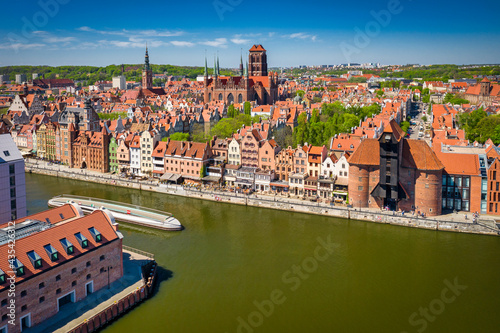 Beautiful architecture of the main city of Gdansk at summer. Poland