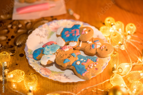 gingerbread cookies and christmas decorations