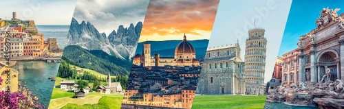 Italy famous landmarks collage