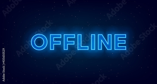 Hologram offline twitch banner. Glowing offline title with hologram effect for streaming screen. Stream gaming background with blue glowing. Vector