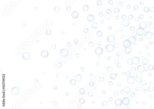 Soap bubbles flew randomly on a white background. Vector
