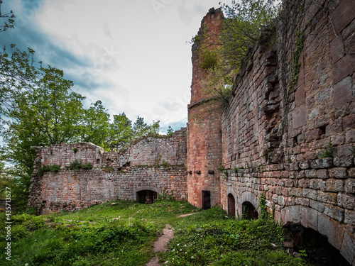 Medieval Castle Landsberg in Vosges, Alsace. Ancient ruins in the mountains.