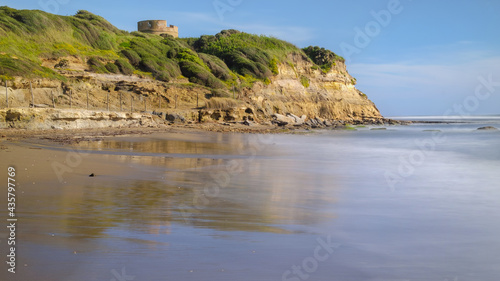 Tor Caldara natural reserve beach during sunset , Lavinio , Anzio , Rome , Italy