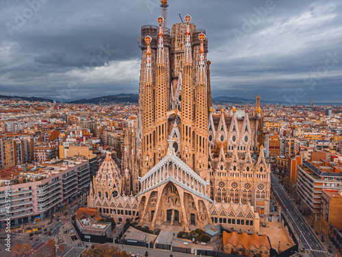 BARCELONA, SPAIN -April 2021. La Sagrada Familia in Barcelona.