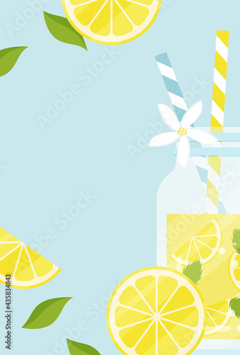vector background with a glass of lemonade for banners, cards, flyers, social media wallpapers, etc.