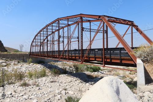 Greenspot Road Camelback Truss Steel Bridge Built in 1912 and Relocated to Redlands, California, 1936, to Cross the Santa Anna River Near Seven Oaks Dam 