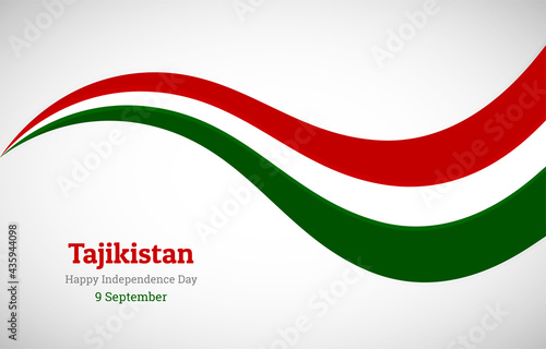 Abstract shiny Tajikistan wavy flag background. Happy independence day of Tajikistan with creative vector illustration