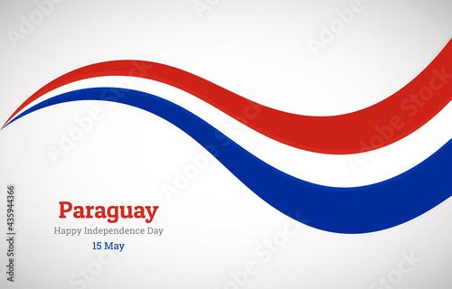 Abstract shiny Paraguay wavy flag background. Happy independence day of Paraguay with creative vector illustration