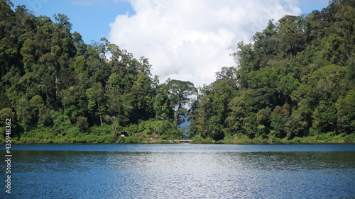 lake in montain and tree