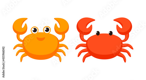 cartoon crab with claws, aquatic animal, seafood and marine cuisine vector icon