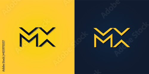 Minimalist Abstract Initial letter MX logo. This logo incorporates abstract letters in a creative way. It will be suitable for which company or brand name starts those initial.