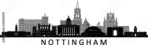 NOTTINGHAM England SKYLINE City Silhouette 