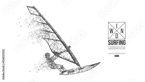 Windsurfing. Silhouette of a windsurfer. Freeride competition. Vector illustration. Thanks for watching
