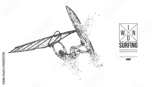 Windsurfing. Silhouette of a windsurfer. Freeride competition. Vector illustration. Thanks for watching