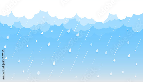rainfall background with clouds and droplets