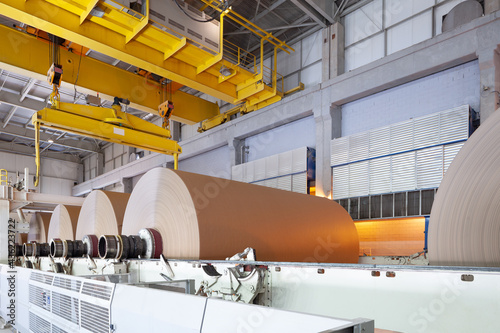 The machinery in a paper mill plant.