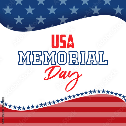 USA memorial day lettering with the flag of the united states, memorial day design