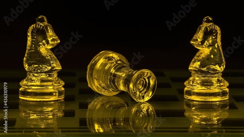 Szklane figury szachowe podświetlone światłem rgb makro