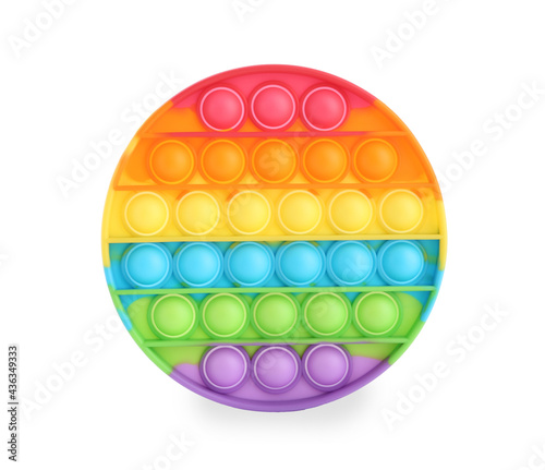 Rainbow pop it fidget toy isolated on white, top view