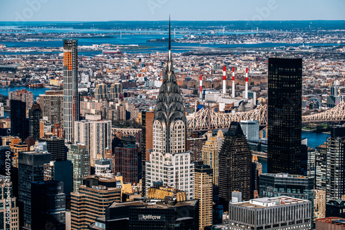 New York City - USA - Apr 3 2021: Sunny Day Close Up View of Chrysler Building Midtown Manhattan