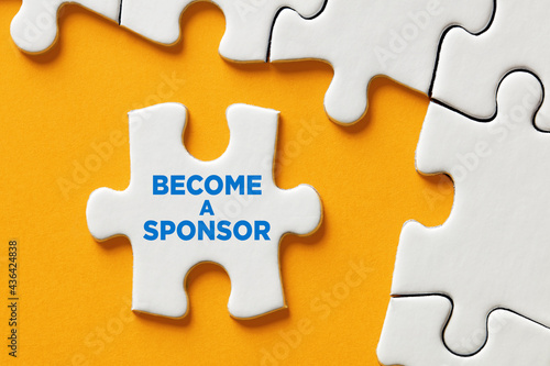 Become a sponsor message on a puzzle piece apart form the assembled pieces. Financial sponsorship support or charity donation