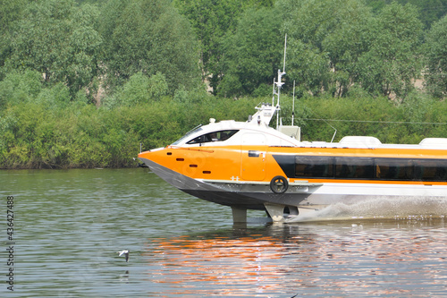 River navigation. Valdai hydrofoil on the river. . High quality photo