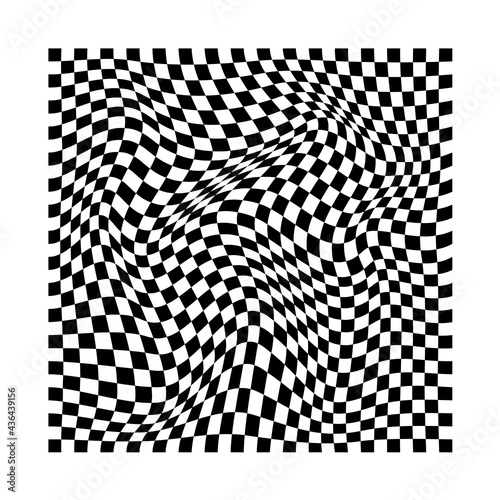  abstract wavy twisted distorted squares checkered black and white check checkerboard texture background