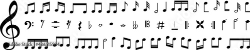 Collection of Music notes. Musical key signs. Vector symbols on white background. Vector illustration. EPS 10