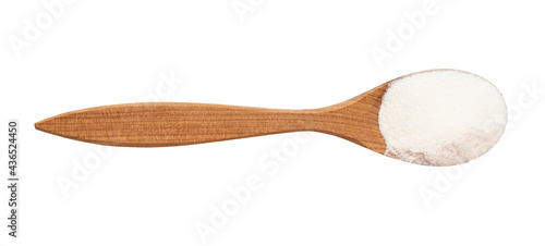 top view of agar powder in wood spoon isolated