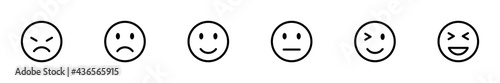Conjunto de iconos emoticones. Caritas de reacciones. Concepto de reacciones de chat, emoji