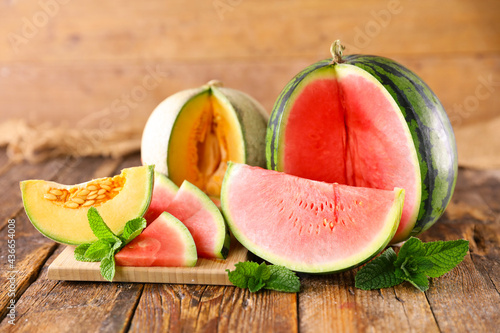 juicy fresh watermelon and melon fruit