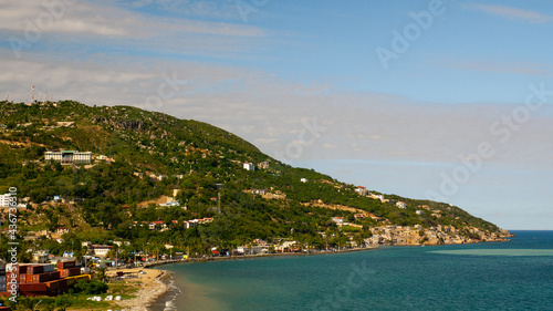 Cap Haitien, Haiti. View on cityscape and and entrance to the bay.