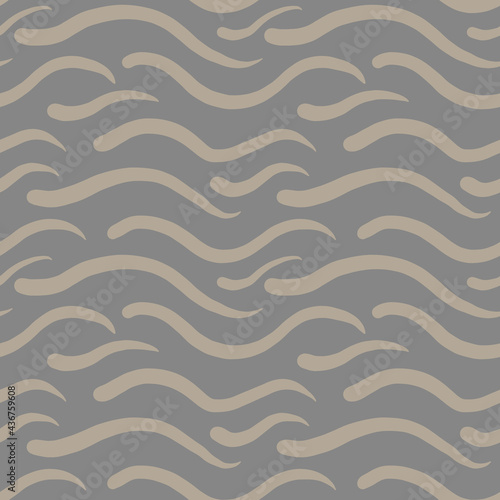 Grey blue e wavy stripe marine texture background. Summer coastal farmhouse living style home decor. Broken striped linen material. Worn turquoise dyed beach textile seamless line pattern. 