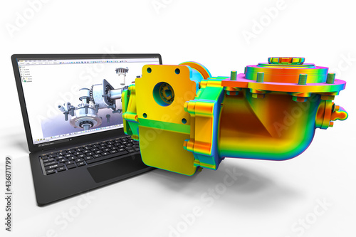 3D render image of a gearbox representing computer aided design for engineers 