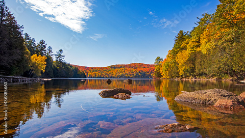 Fall colours at Meech Lake in Gatineau Park, Quebec, Canada