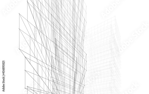 modern architecture drawing 3d illustration