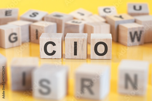 word cio written on wood blocks, concept
