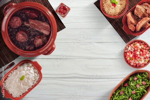 Brazilian meal feijoada food - Top view