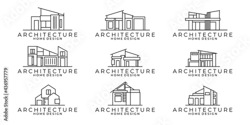 set of house line icon. Building architecture vector illustration design