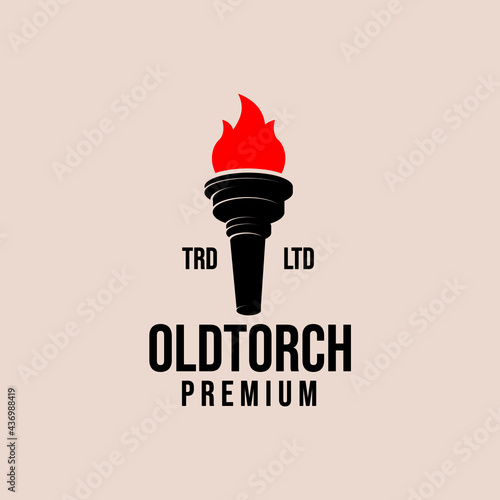 flaming old torch vector logo design