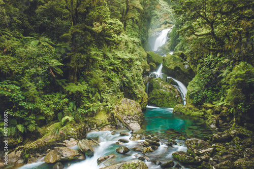 Mackay Falls on Milford Track, Fiordland National Park, Great Walks, Te Wahipounamu, New Zealand