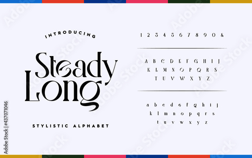 Classic lettering minimal fashion design. Elegant typography alphabet a to z and number. Vector illustration