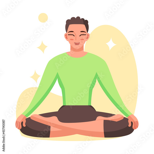 Isolated man meditating Healthy Lifestyle